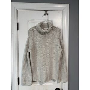 DKNY Pure Cowl Neck Cotton Pullover Knit Sweater Almond Beige Size Small